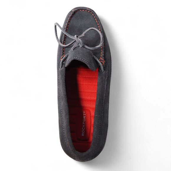 Rockport Malcom Tie Moc Toe Suede Loafers Men's 10.5 Dark Grey Red - Picture 9 of 11